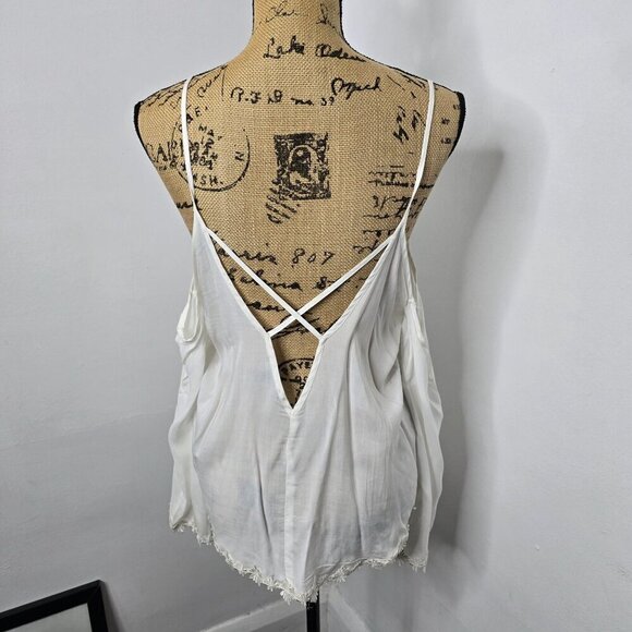 Forever 21 White Gauzy Open Shoulder Bell Sleeve Boho Top Medium - Picture 5 of 11